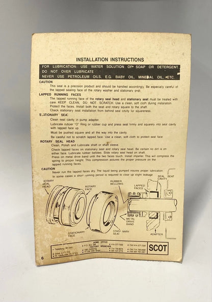 Scot Pump Seawater Pump Seal for 101.000.251 (5/8" Shaft)