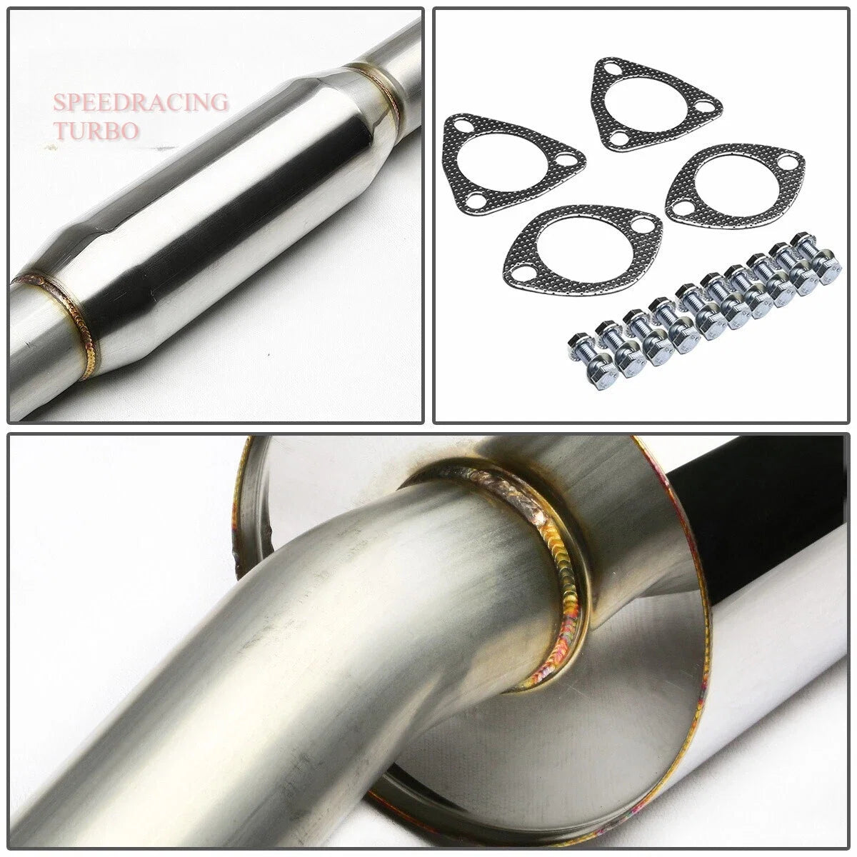 4" Rolled Tip Stainless Catback Exhaust Muffler for Honda Prelude H22A4 BB6