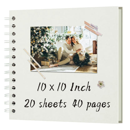 10x10 Inch Blank Scrapbook Album - 40 Pages Hardcover Memory Book