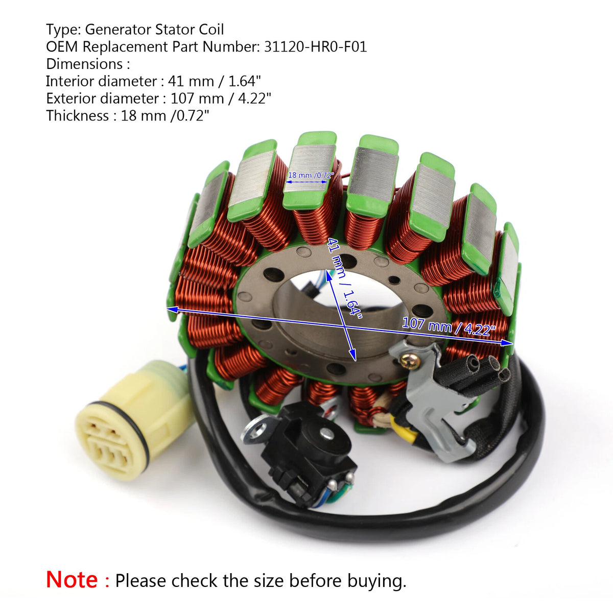 Stator for Honda TRX500 Fourtrax Foreman 500 (2012–2013) 31120-HR0-F01