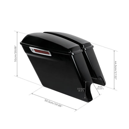 5" Stretched Extended Hard Saddlebags for Harley Street Road Glide (1993–2013)