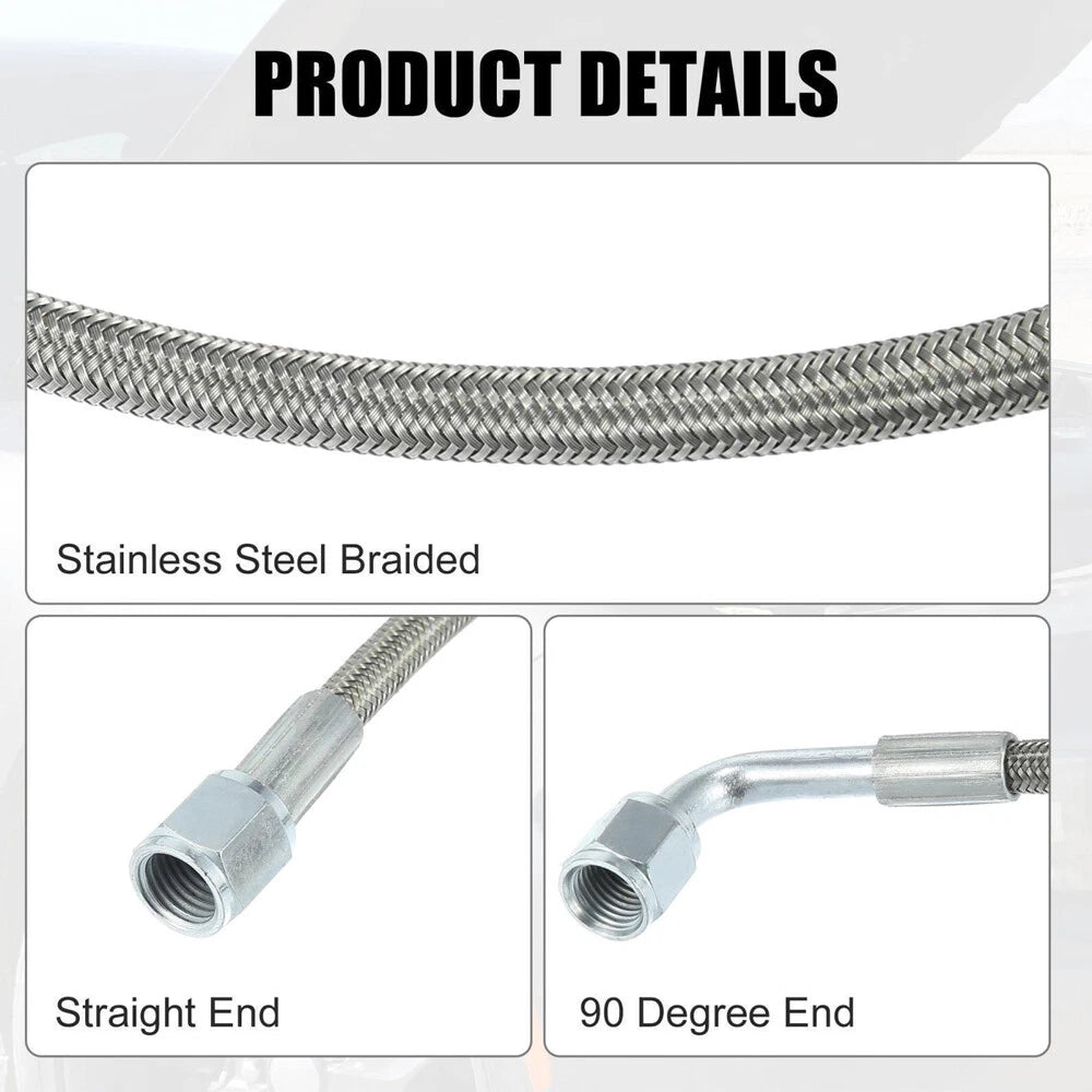 2Pcs -3 AN 18" Stainless Braided TFE Brake Line for Universal Applications