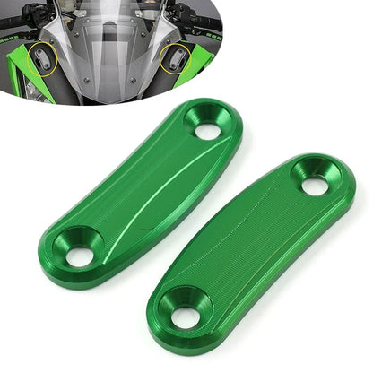 Green Mirror Block Off Base Plates for Kawasaki ZX-10R (2011–2015)