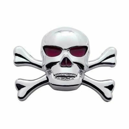 Cutout Skull & Crossbones Emblem for Universal (50100) Chrome Red Eyes