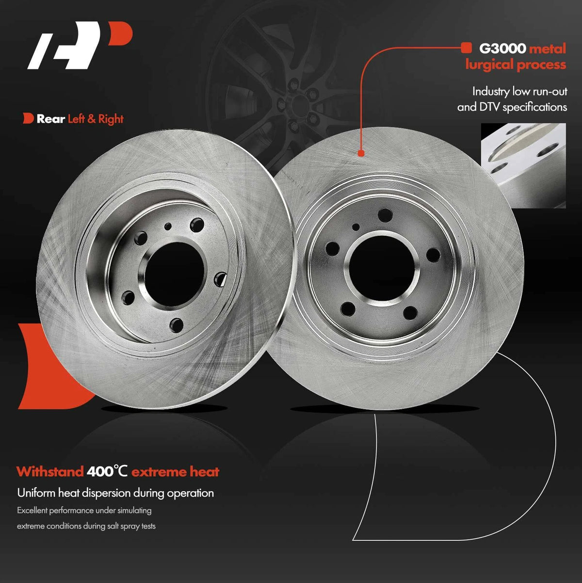 Set of 2 Rear Disc Brake Rotors for Buick Lucerne Cadillac DTS (2006–2011) 12162101, 12062101, R-55127