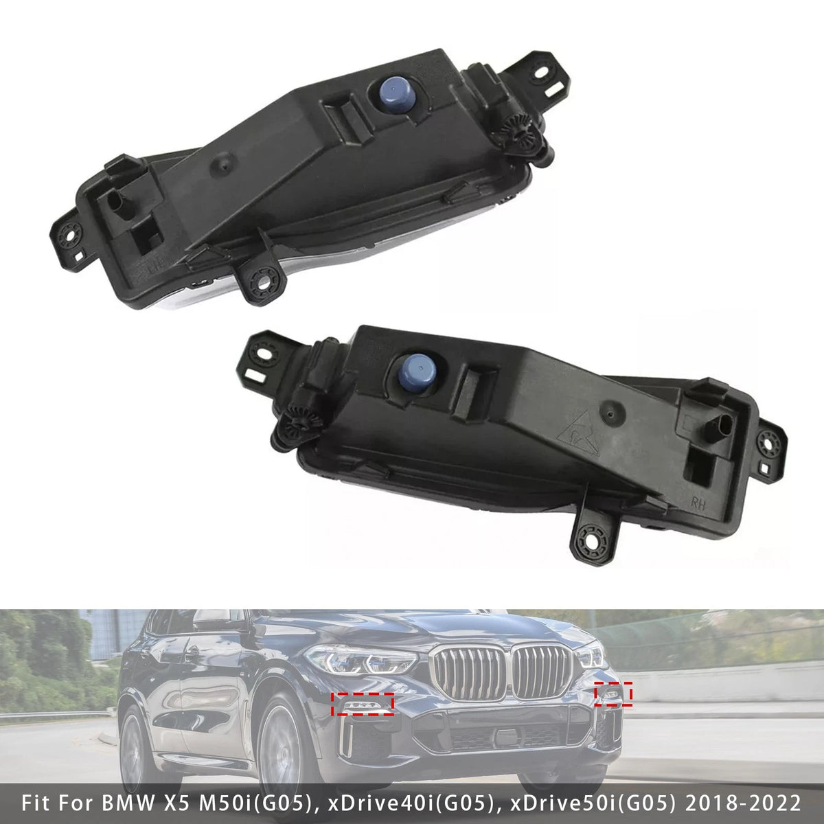 Pair LED Front Bumper Fog Lights for BMW X5 (2018–2022) 63177406365, 63177406366