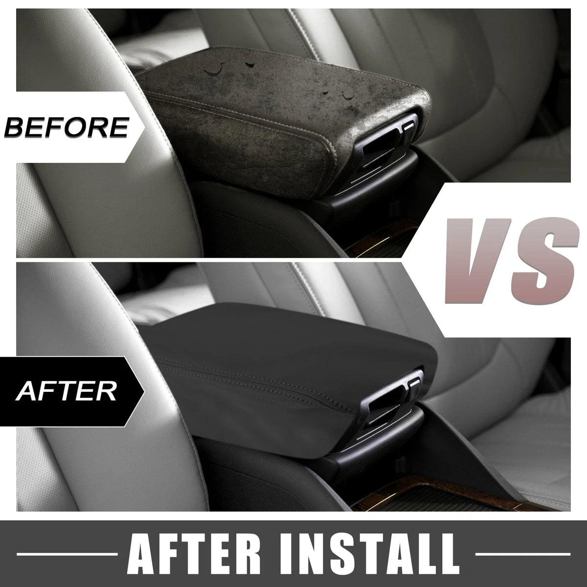 Center Console Pad Armrest Cover Protector for Ford F150 (2015–2020) Black