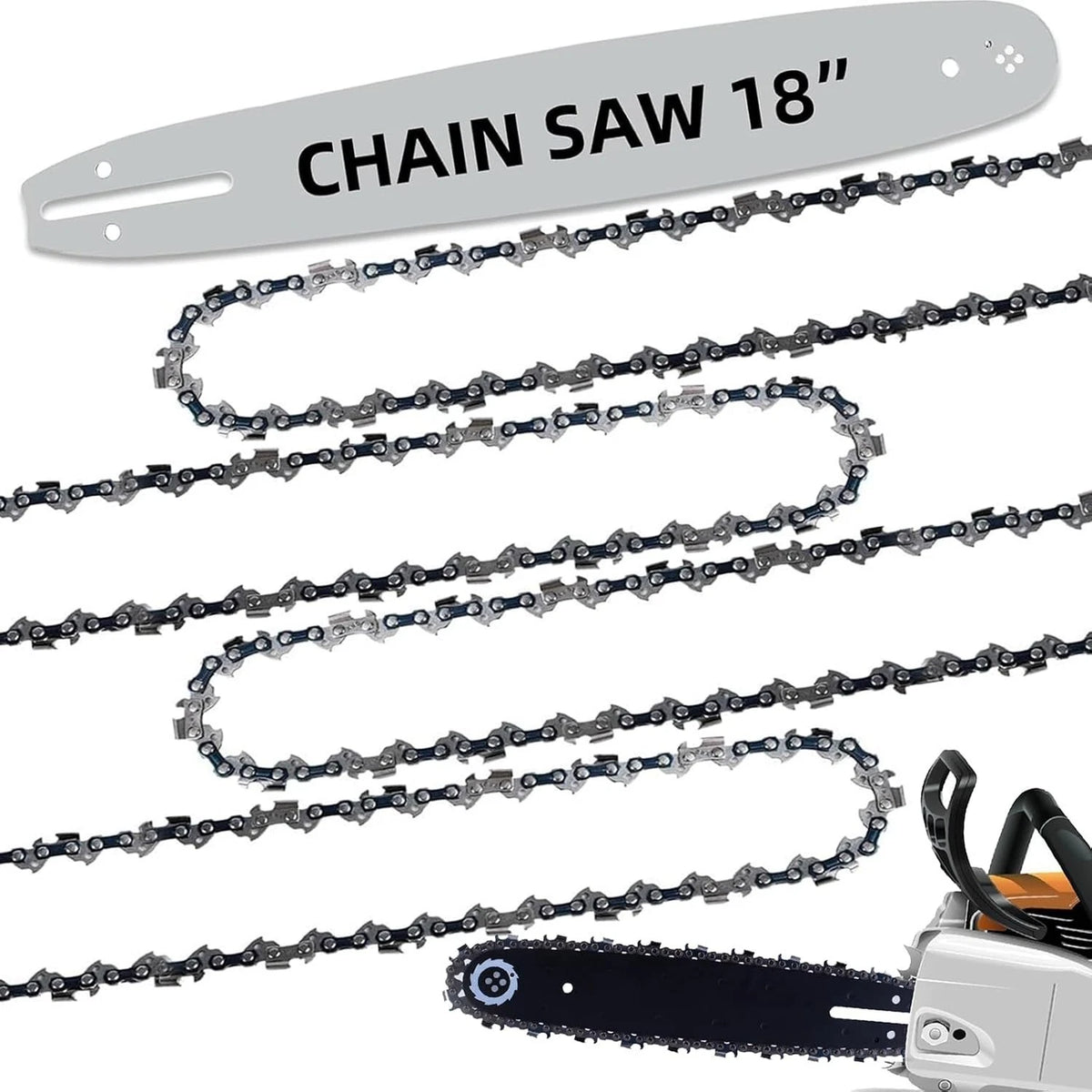 18" Semi-Chisel Chainsaw Kit with 62 Drive Links for Fast Installation