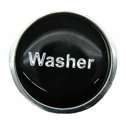 Washer Knob for Peterbilt Kenworth Freightliner (Black, Silver Letters) #96310