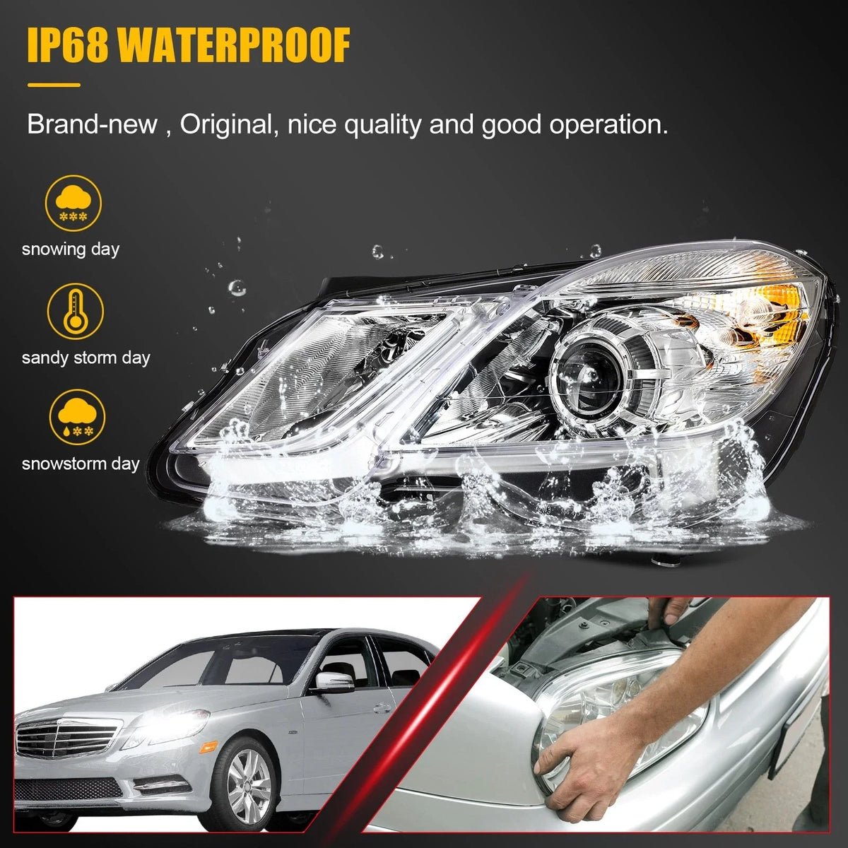 Driver Side Headlight Assembly for Mercedes-Benz E550 (2010–2013)