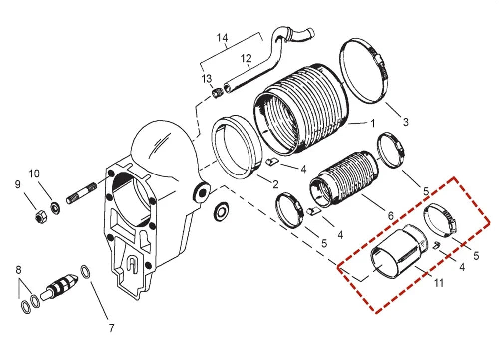 Exhaust Tube Bellows for Mercruiser Alpha Bravo Stern Drive (Replaces 78458A1)