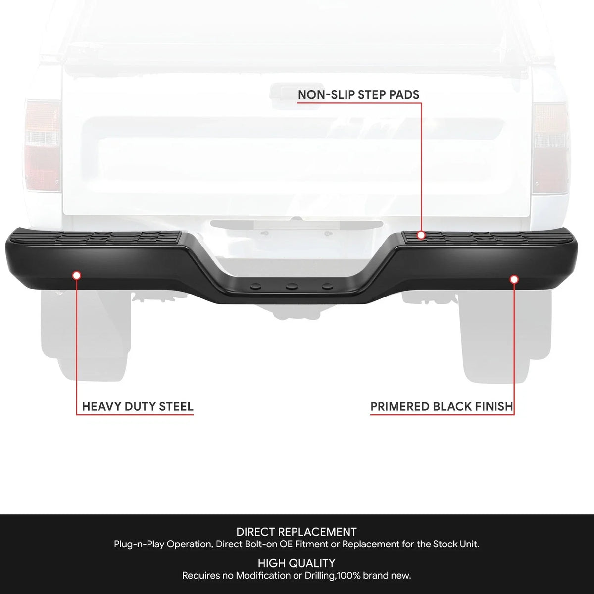 Rear Step Bumper Assembly for Toyota Pickup (1989–1995)