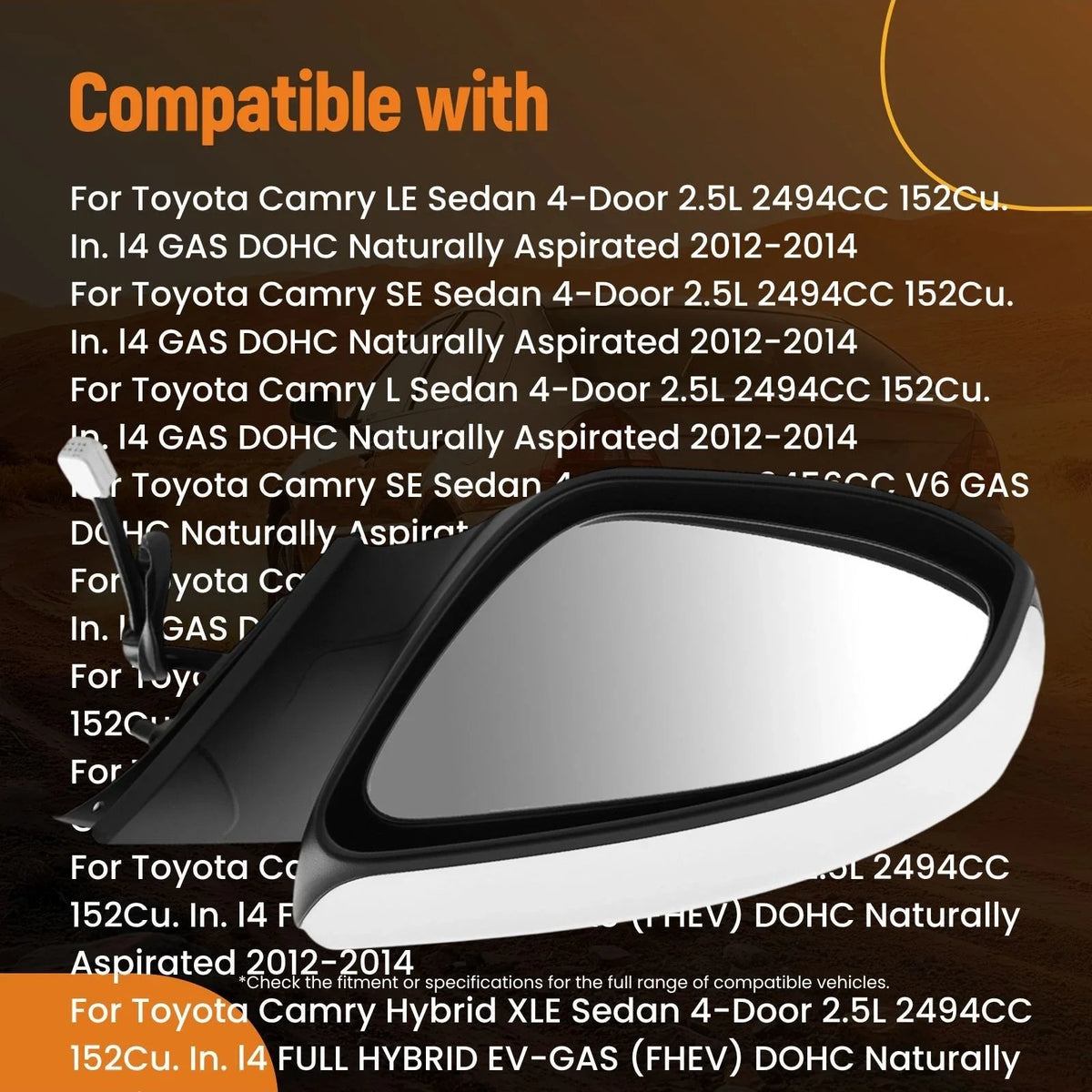 Left Heated Side Mirror for Toyota Camry (2012–2014) 8790906410-PFM