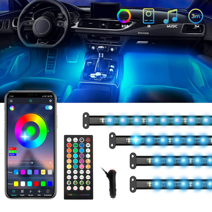 RGB LED Interior Floor Lights for Universal Cars (72-Inch Strip)