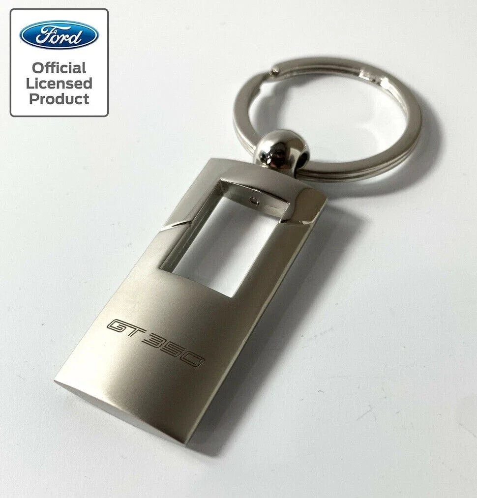 Key Fob Chain Chrome Gunmetal Rectangle for Shelby Mustang GT350 (2016–2019)