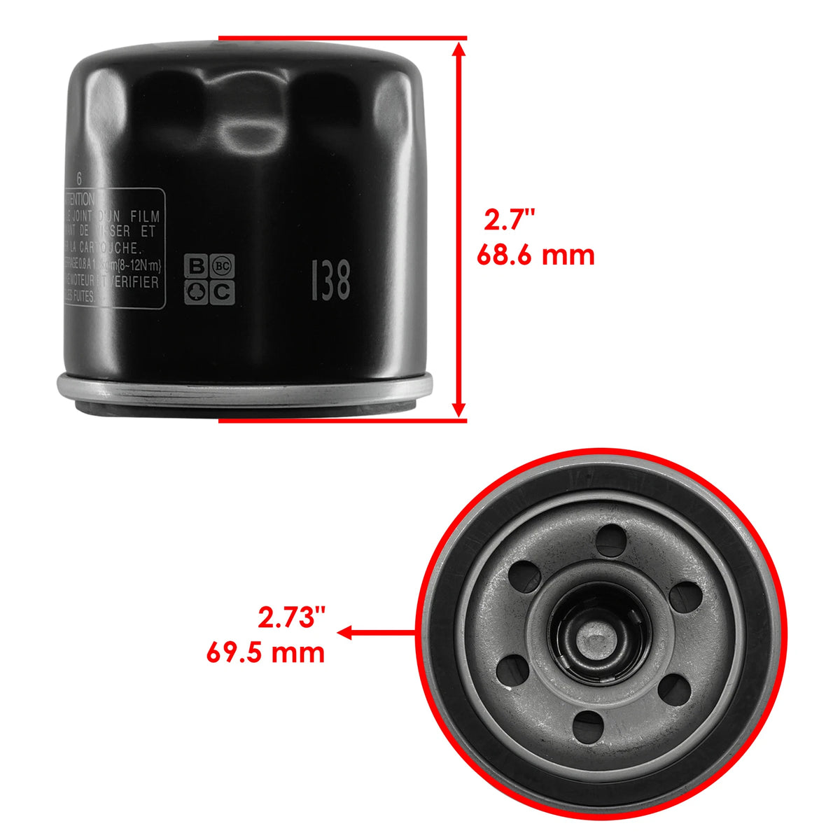 Oil Filter for Arctic Cat 500 4X4 (2000–2023) FL134A1005, 0812135, 0436001