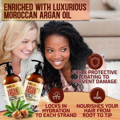 Set of 2 Argan Oil Shampoo and Conditioner 16 Fl Oz