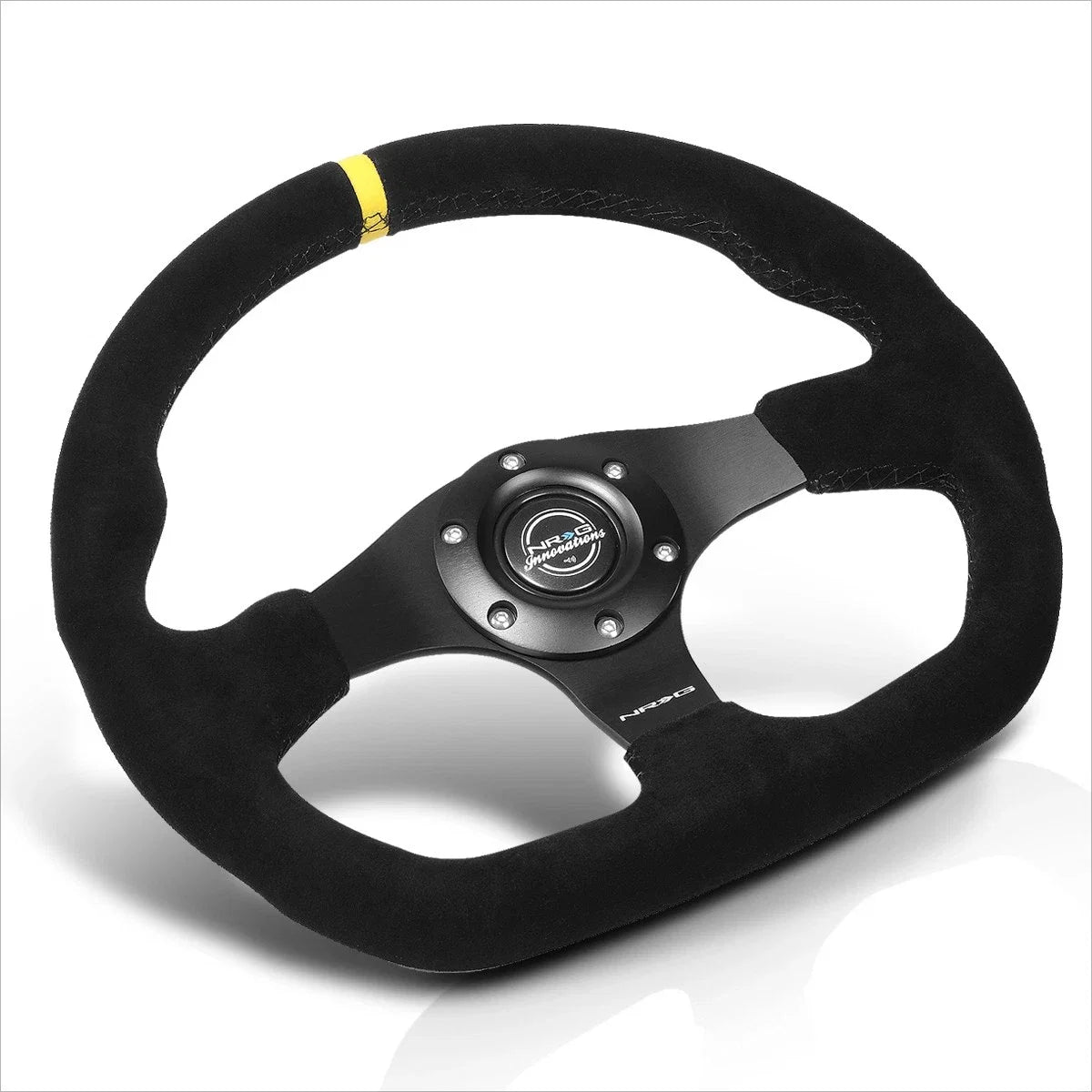 NRG Innovations RST-024MB-S-Y 320mm 3-Spoke Suede Steering Wheel for Universal