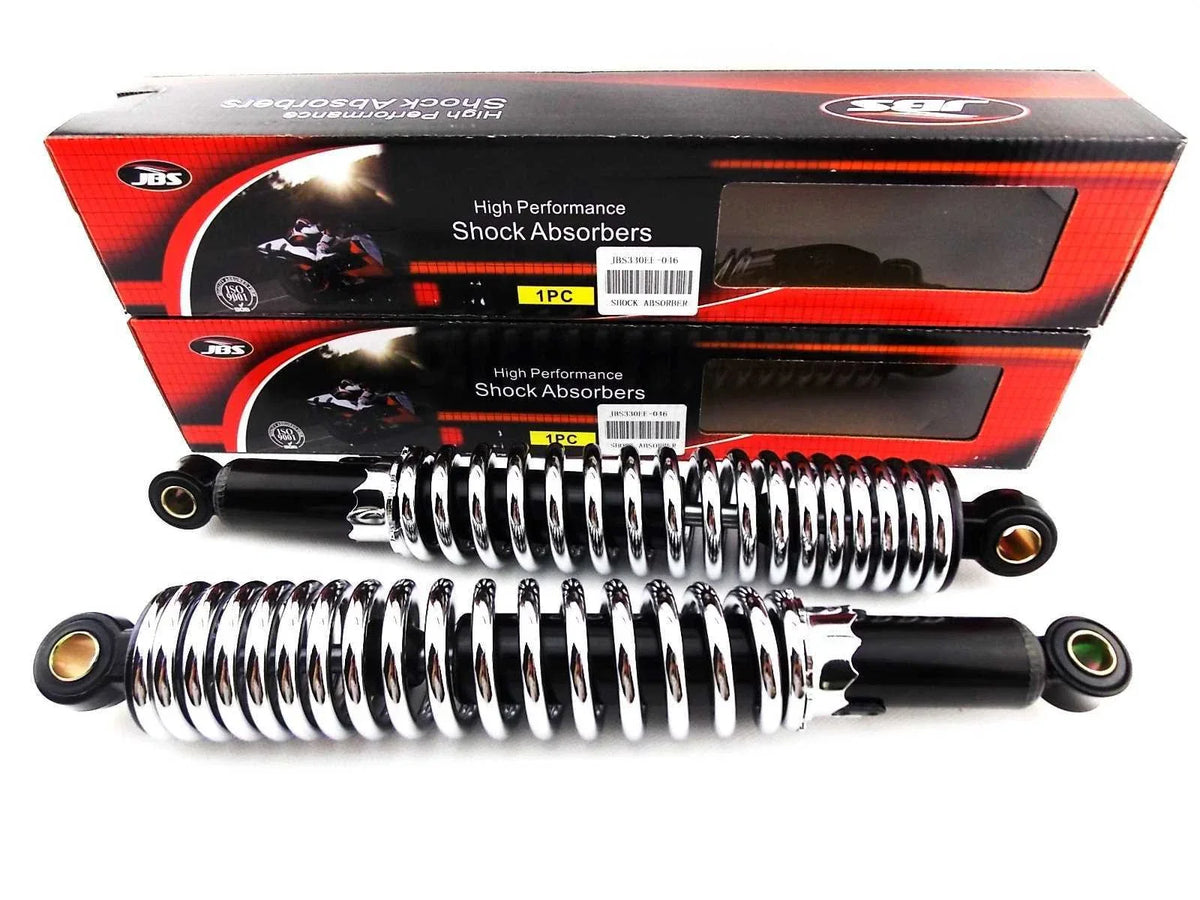 330mm JBS Black/Chrome Rear Shock Absorbers for Kawasaki EN450 (A1-A5)