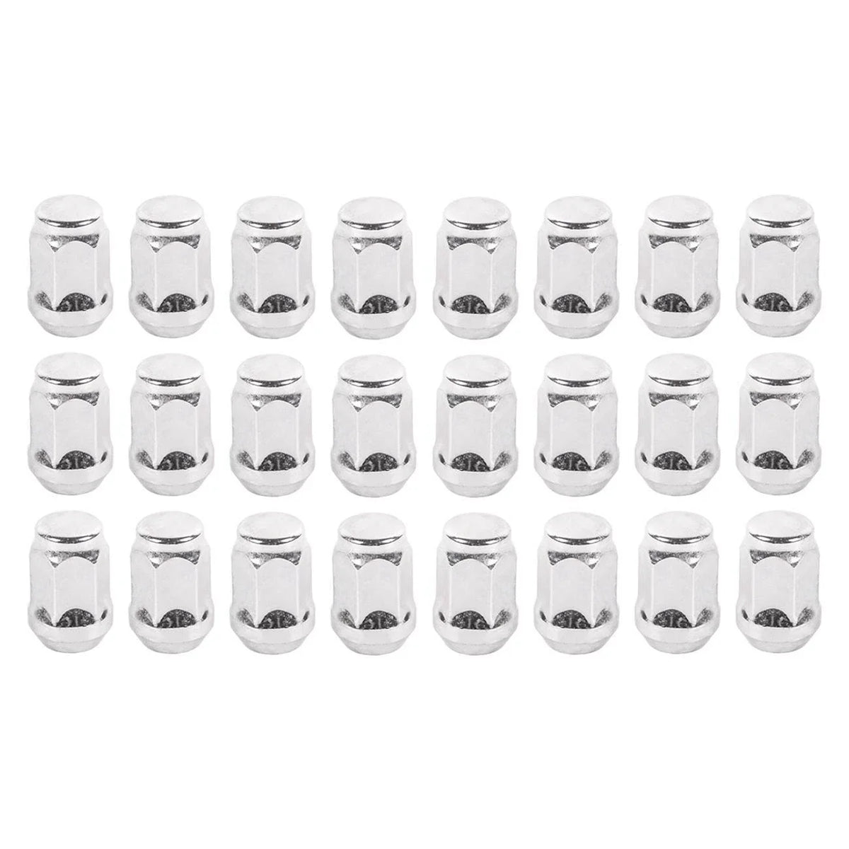 Set of 24 Chrome Wheel Bearing Lug Nuts for Chevy (Fits M14x1.5)