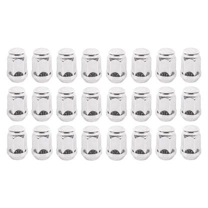 Set of 24 Chrome Wheel Bearing Lug Nuts for Chevy (Fits M14x1.5)