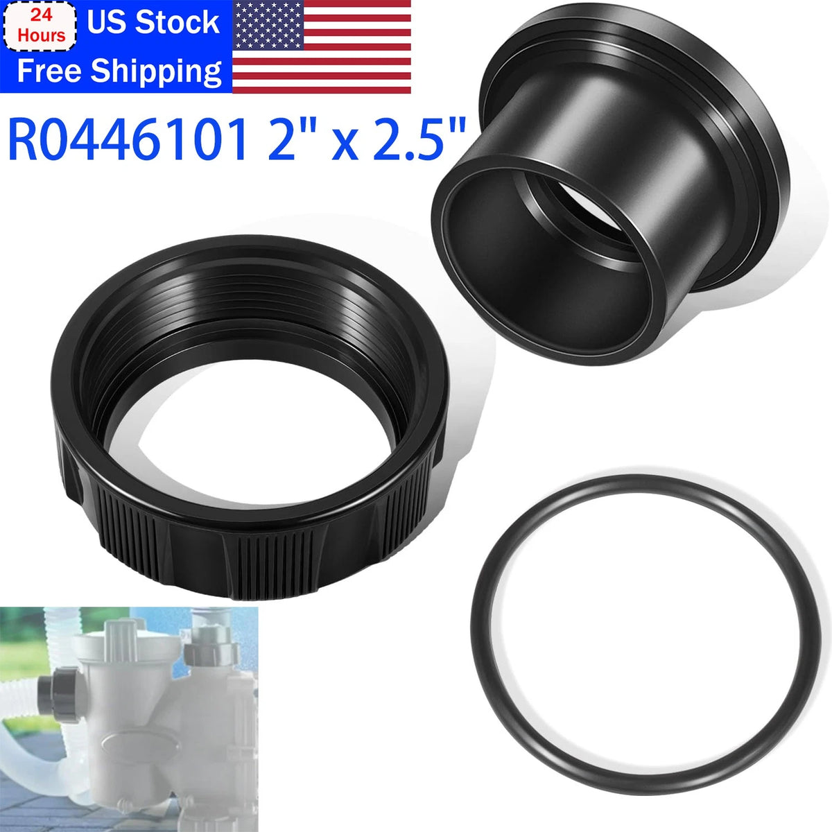 2" x 2.5" Tail Piece with O-Ring and Coupling Nut for Zodiac Jandy ePump