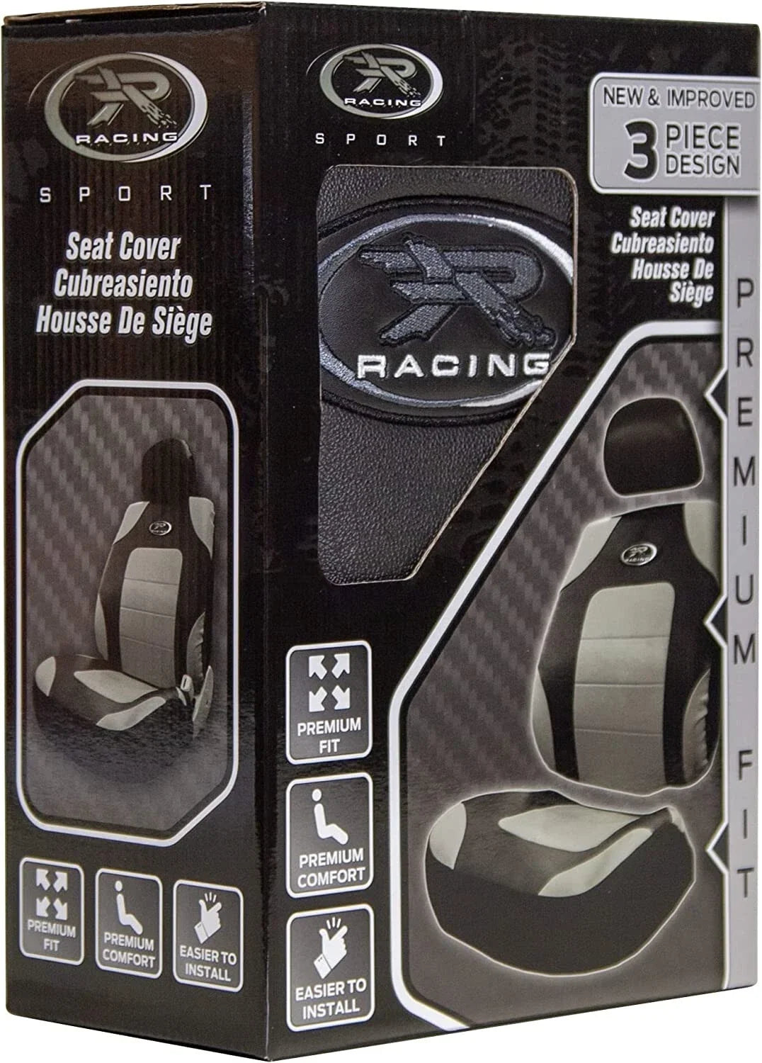 3-Piece Sideless Gray Seat Cover for R Racing Sport (8622R25)