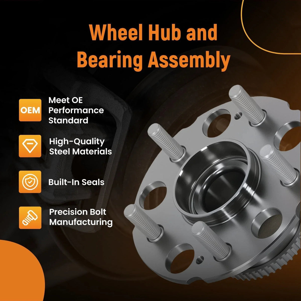 Rear Wheel Bearing Hub Kit for Honda Odyssey (1999–2004) 42200S0XA50 5 Lugs ABS