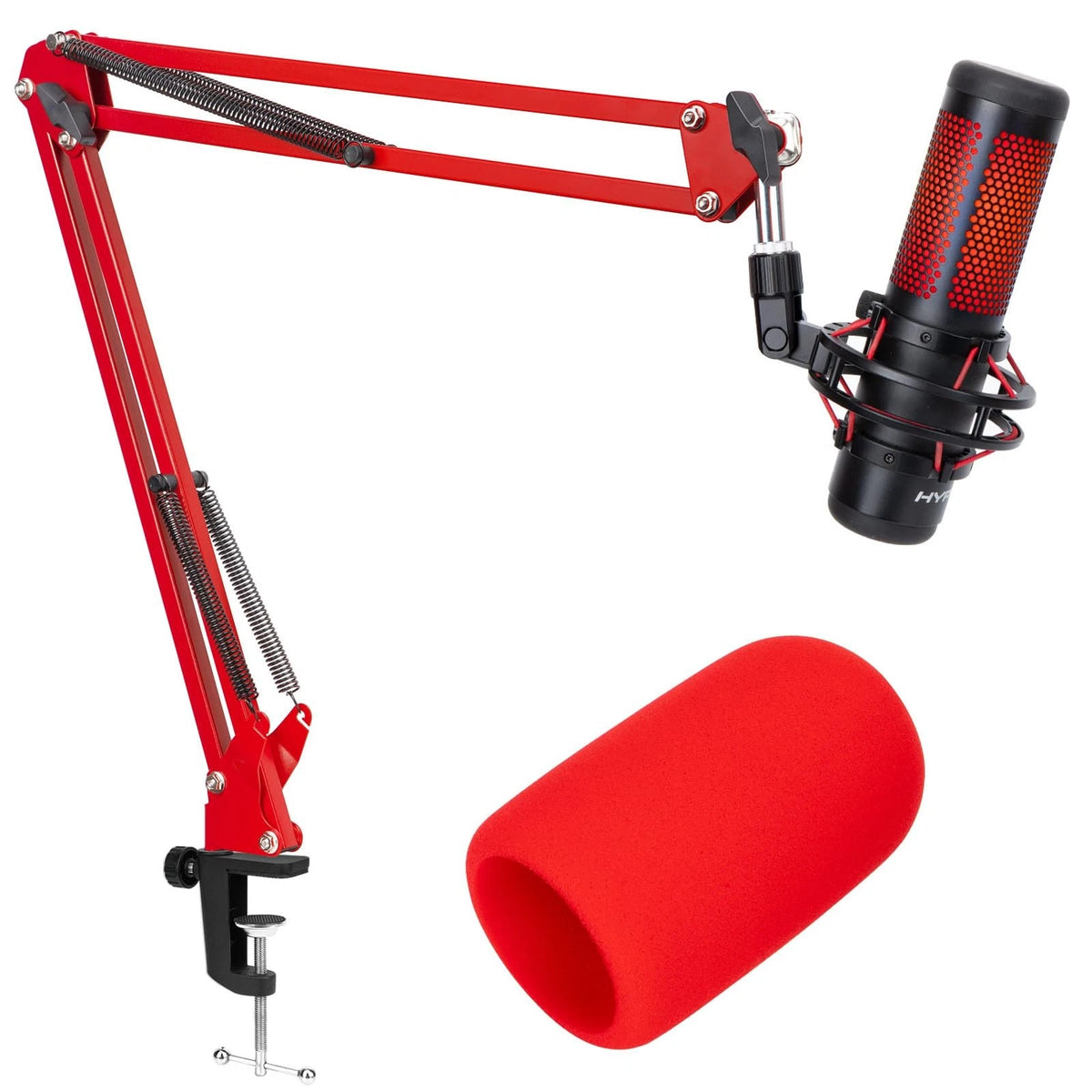 Red Boom Arm with Pop Filter for HyperX QuadCast (12 cm x 40 x 5 cm)