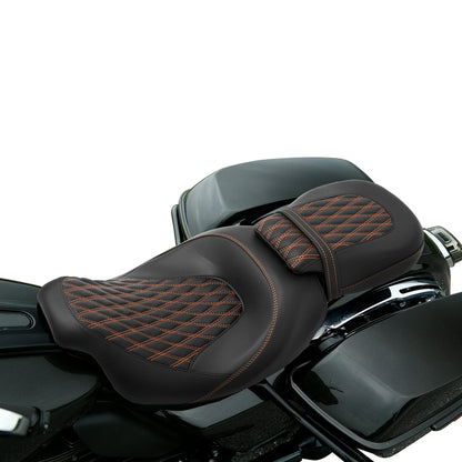 Gel Seat for Harley Touring (2009–2023) - Black/Orange