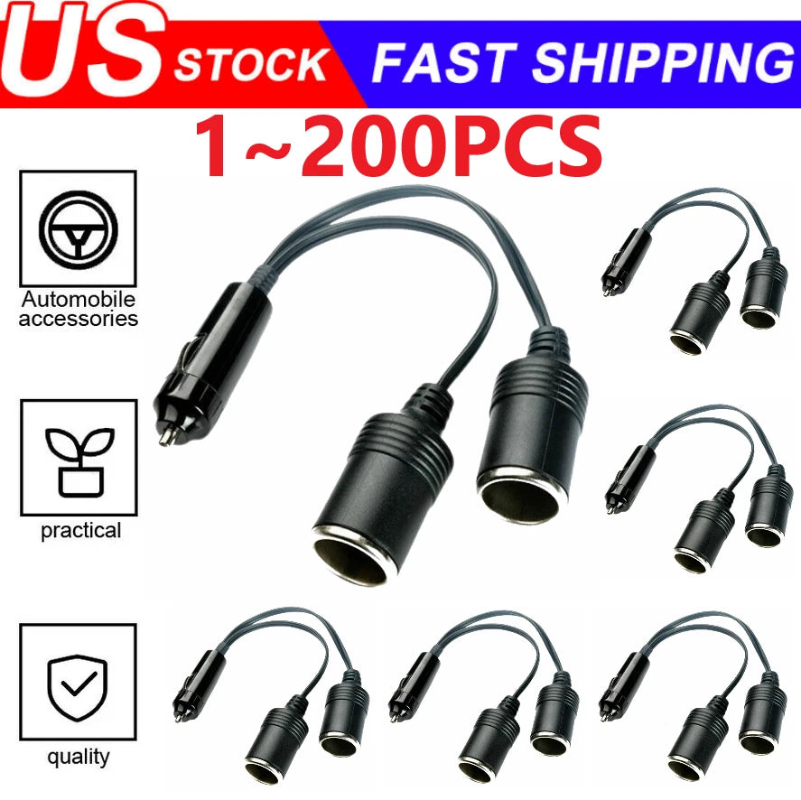 Dual Car Cigarette Lighter Splitter Charger for Universal Vehicles (12V)
