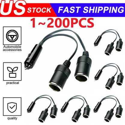 Dual Car Cigarette Lighter Splitter Charger for Universal Vehicles (12V)