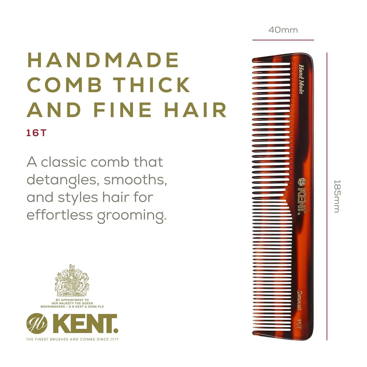 16T Tortoise Fine Tooth and Wide Tooth Comb for Daily Grooming