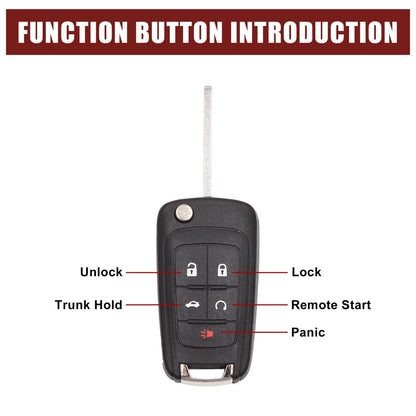 Key Fob Shell Case for Chevrolet Camaro (2010–2015) - 5 Button, Black