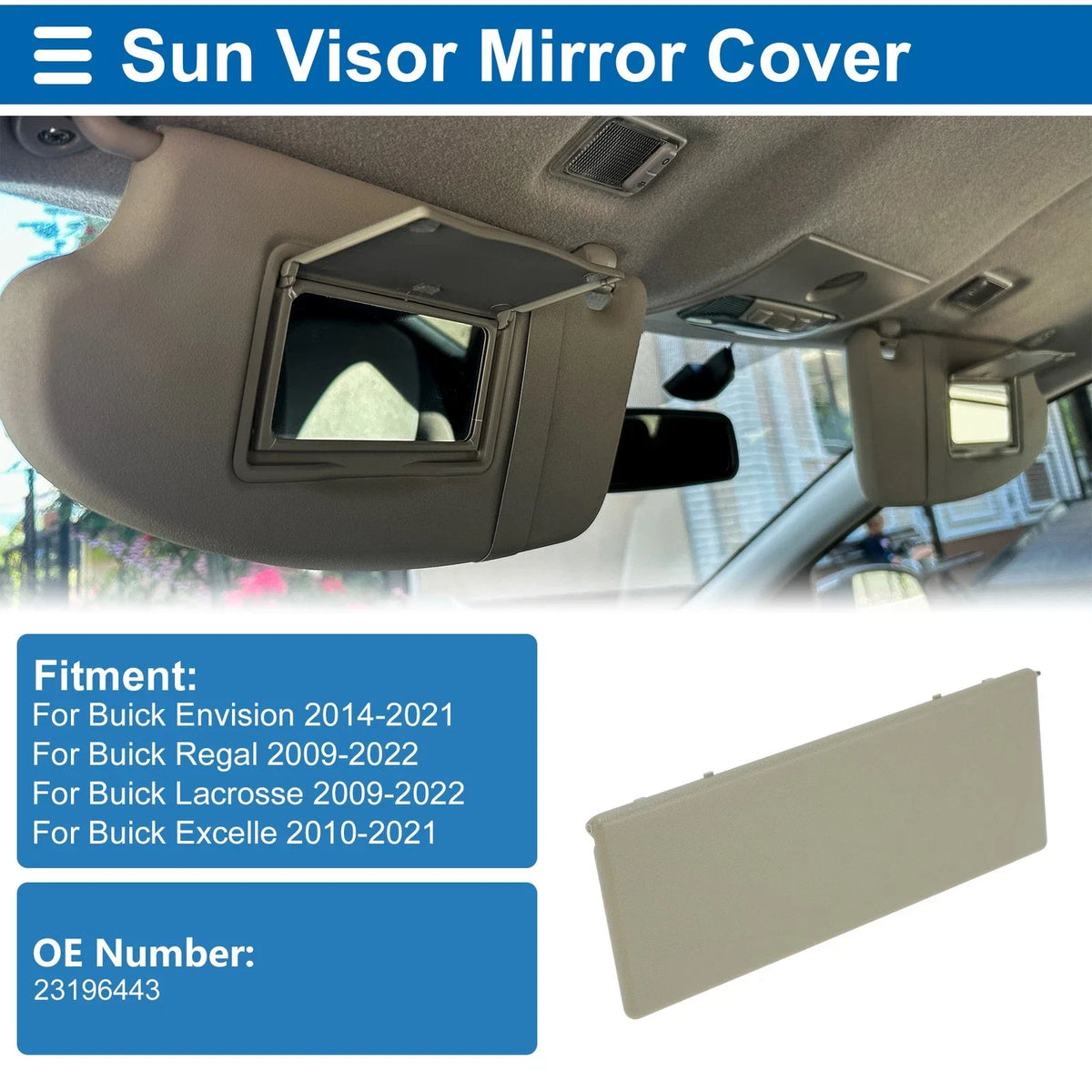 Sun Visor Mirror Cover for Buick Envision (2014–2021) No. 23196443 Beige