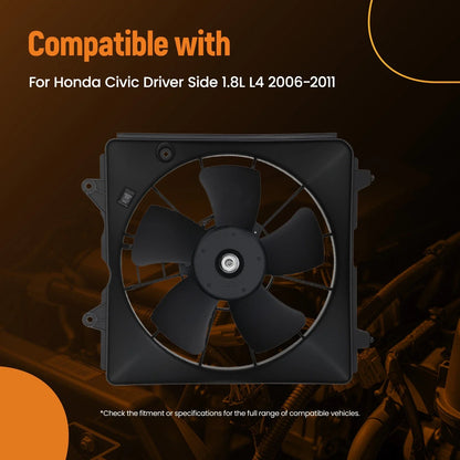 Left Cooling Fan Assembly for Honda Civic 1.8L (2006–2011) 600970 5 Blades 240W