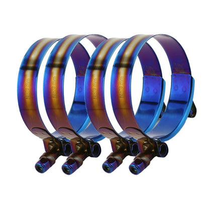 Set of 4 Adjustable Titanium Blue Stainless Steel T-Bolt Clamps 45mm-98mm