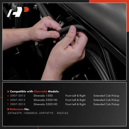 2Pcs Front Side Door Seal Weatherstrip for Chevrolet Silverado 1500 (2014–2023)