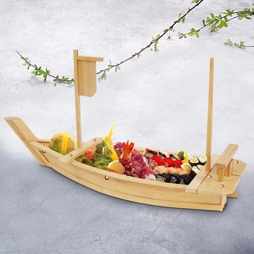 28 Inch Wooden Sushi Boat Serving Tray for Restaurant Parties