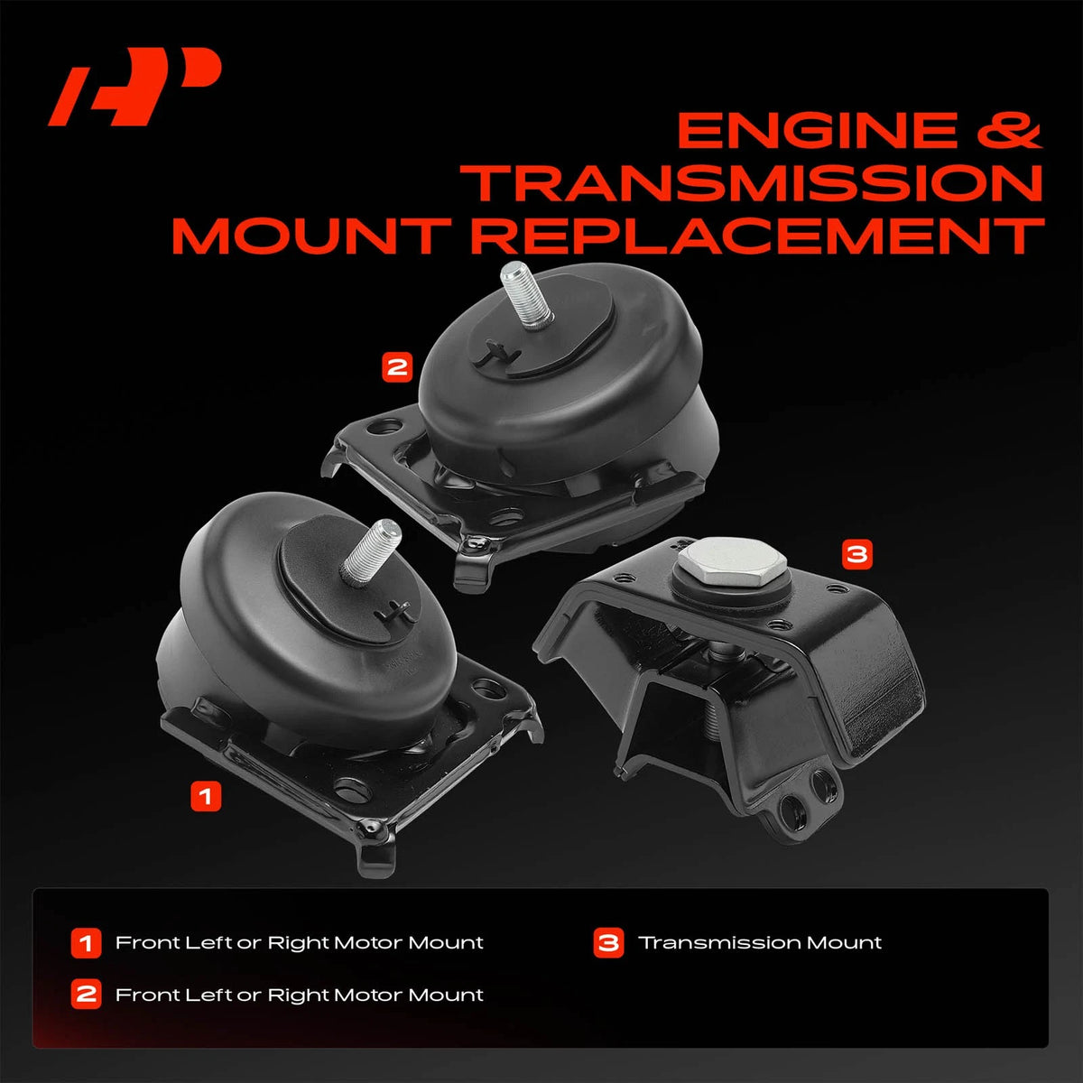 3X Engine Motor & Trans. Mount for Toyota Tacoma (2005–2015) 1236131081, 123710P030, A4260, A62020