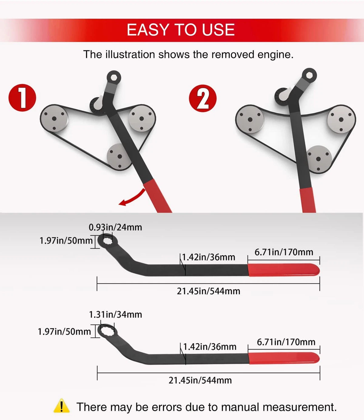 2X Serpentine Belt Tensioner Wrench Tool for Sixcow (1016)