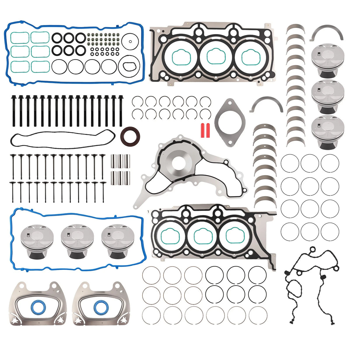 Pistons & Rings Set w/ Main Bearings for Dodge Charger 3.6L V6 (2011–2014) 7QKMDB, 5184347AH, 5184347AF