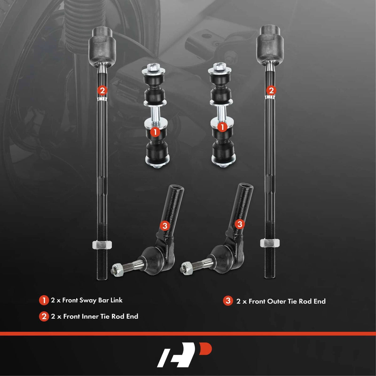 Set of 6 Front Sway Bar Link Tie Rod Ends for Chevy Impala (2000–2013) - 26056811, 26086580, 89047697, ES3459, K5342, EV195