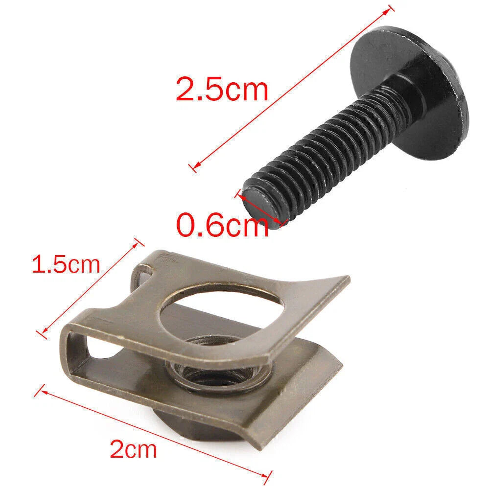 10 x CNC Motorcycle M6 Body Fairing Bolts Fasteners Clips - Black