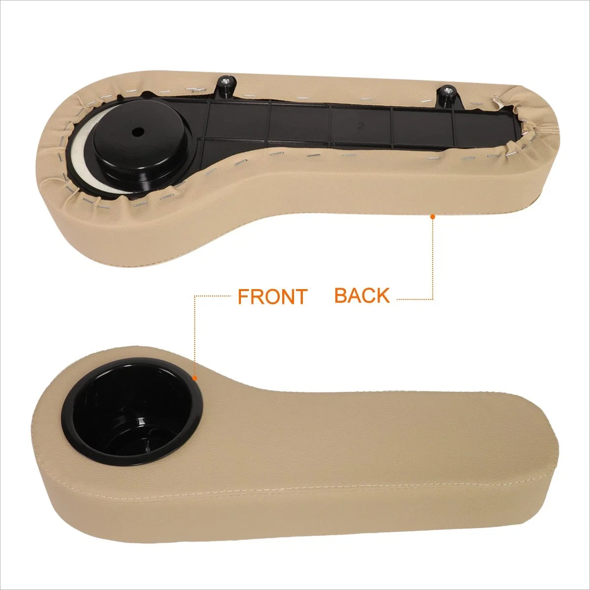 Brown Vinyl Rear Seat Arm Rest with Cup Holder for EZGO/Club Car/Yamaha Golf Carts