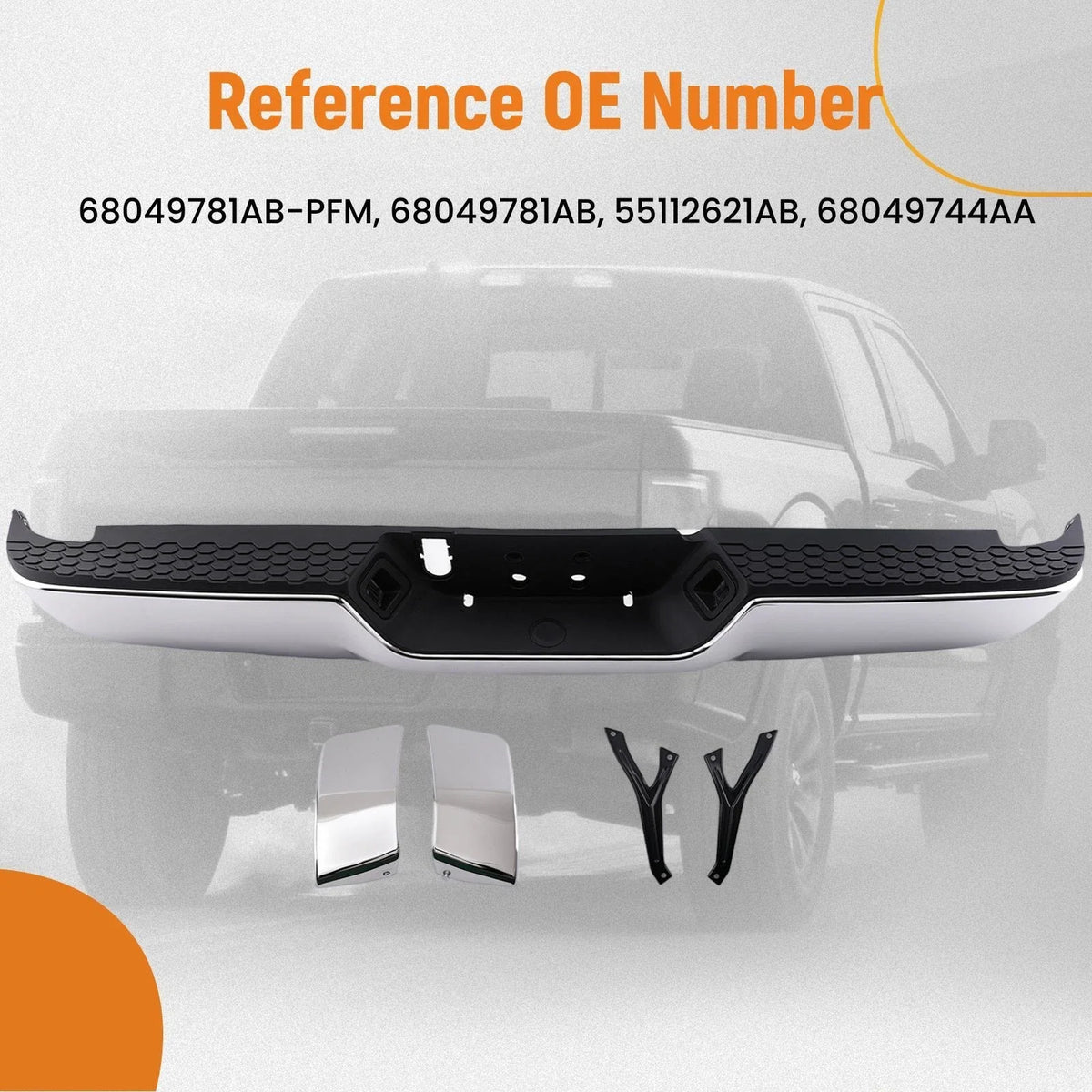 Rear Bumper Chrome for Dodge Ram 1500 (2009–2018) 68049781AB