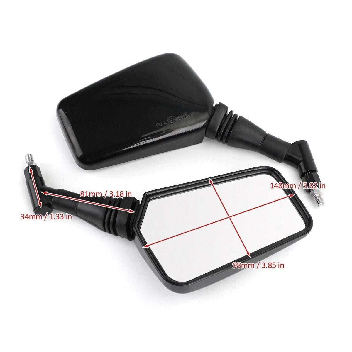 Pair of 10mm/8mm Classic Rectangle Motorcycle Mirrors for Universal Fit