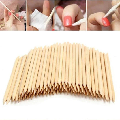 Set of 10 Cuticle Pushers for Nail Art (Wooden Sticks)