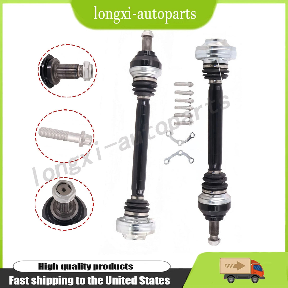Set of 2 Rear Left & Right Axle Half Shaft CV for BMW M3 E90 E92 E93 (2008–2013) - 2283455, 33212283455, 8321898