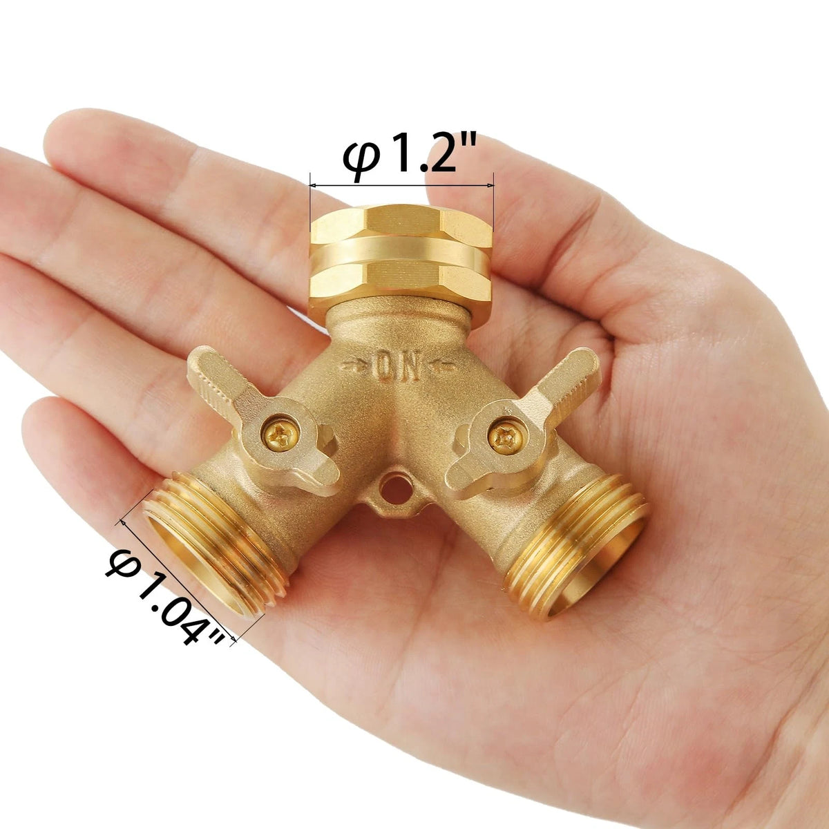 2X Heavy Duty Brass Garden Hose Splitter 2 Way Y Connector